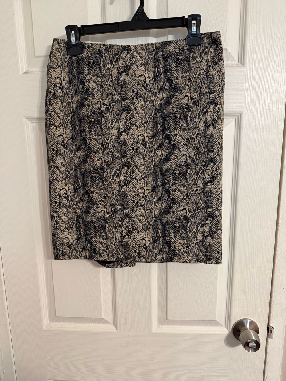 Talbots Snake-Print Pencil Skirt in Black and Cream